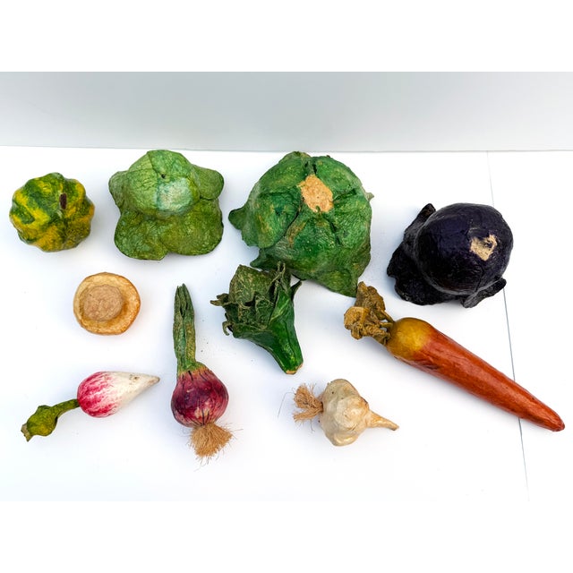 French Country Vintage Handmade Papier-Mâché Vegetables - Set of 10 For Sale - Image 3 of 8