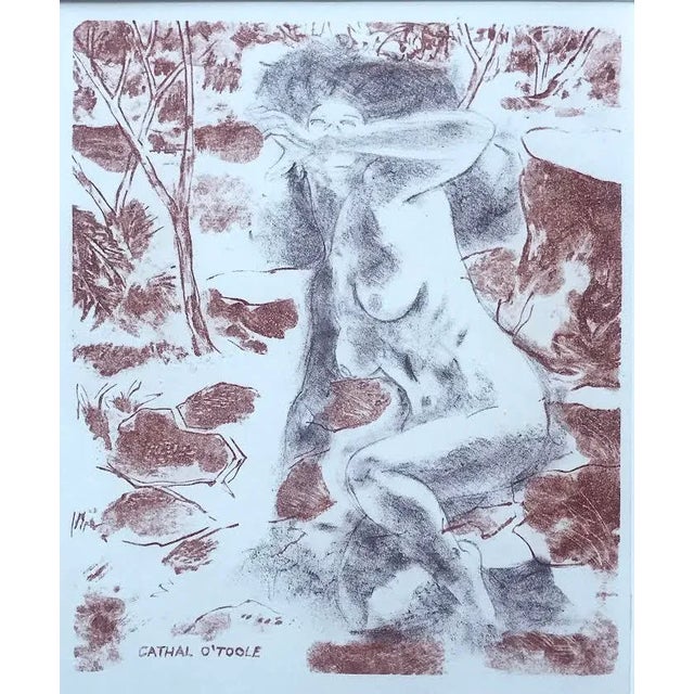 Figurative Vintage Expressionist Figurative Lithograph Female Nude by Cathal Brendan O'Toole For Sale - Image 3 of 8
