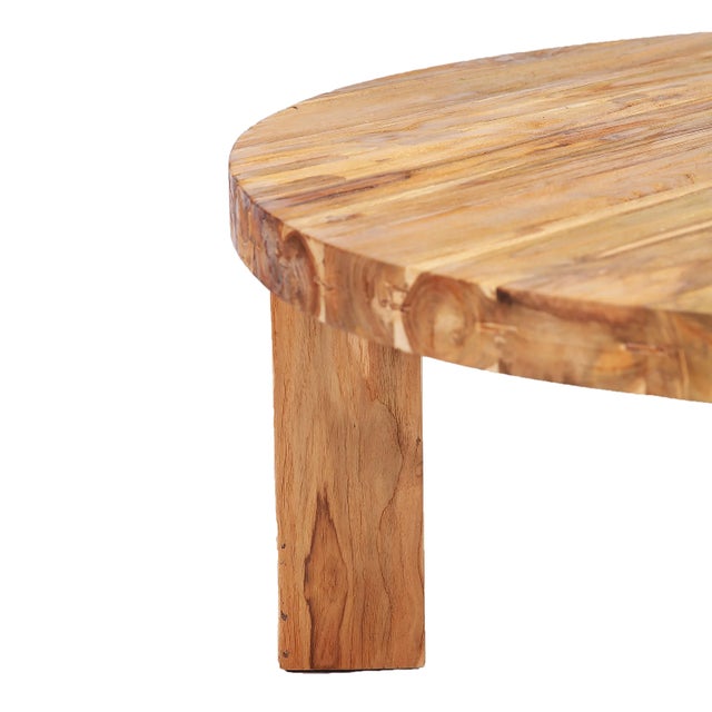 Coffee Modern Round Teak Coffee Table For Sale - Image 8 of 9