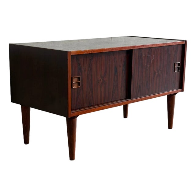 Small Rosewood Sideboard With Sliding Doors Danish Mid-Century Modern 1960s For Sale