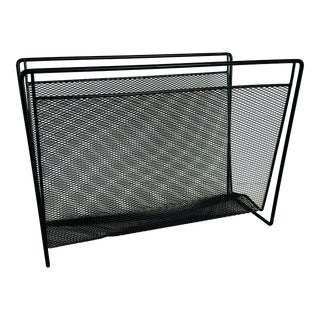 Vintage 1980s Black Metal Mesh Magazine Rack For Sale