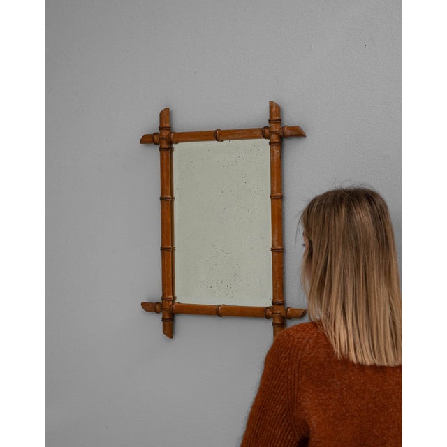 19th Century 19th Century France Tan Wood Mirror For Sale - Image 5 of 8