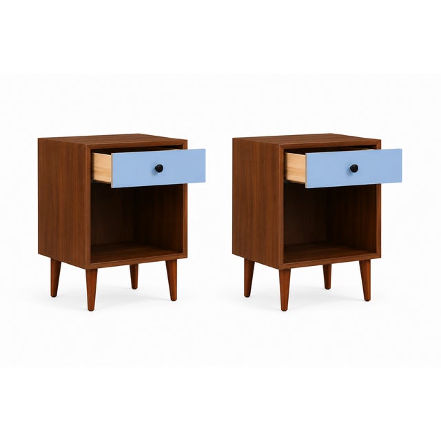 Mid Century Modern 2 Tone Nightstands in Manner of Glenn of California For Sale - Image 4 of 4