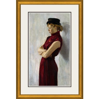 Lady in Red Canvas - Hand Embellished Framed Art For Sale