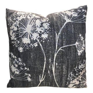 Gray and White Pillow - Modern Floral For Sale
