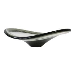1960s Holmegaard Scandinavian Modern Grey Art Glass Bowl or Centerpiece - Signed For Sale
