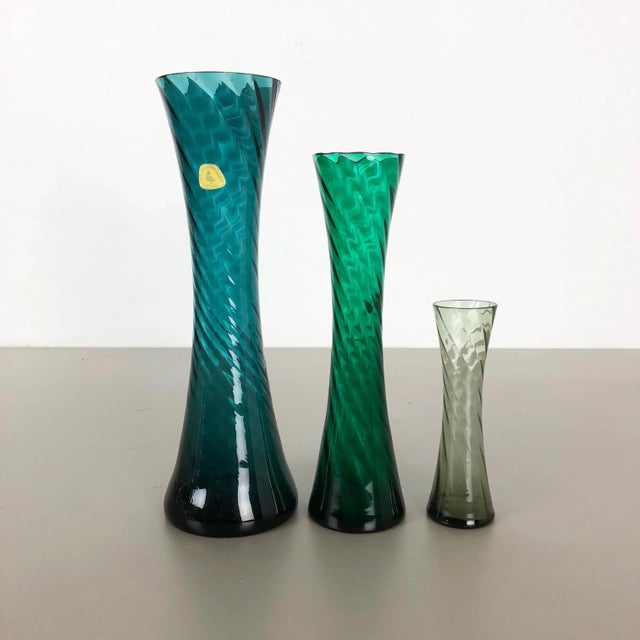 German Hand Blown Crystal Glass Vases from Alfred Taube, 1960s, Set of 3 For Sale - Image 11 of 16