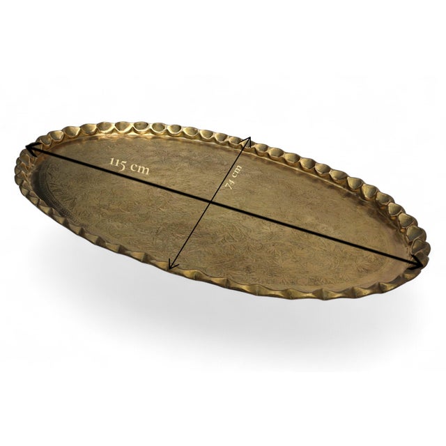 Islamic Ottoman with Brass Table Tray, 1950s For Sale - Image 4 of 18