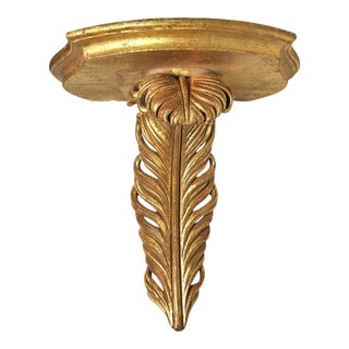 Large Feather Gilt Wood Wall Bracket For Sale