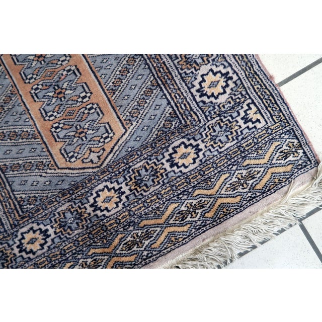 Textile 1950s, Handmade Vintage Uzbek Bukhara Rug 2' X 3.1' For Sale - Image 7 of 12