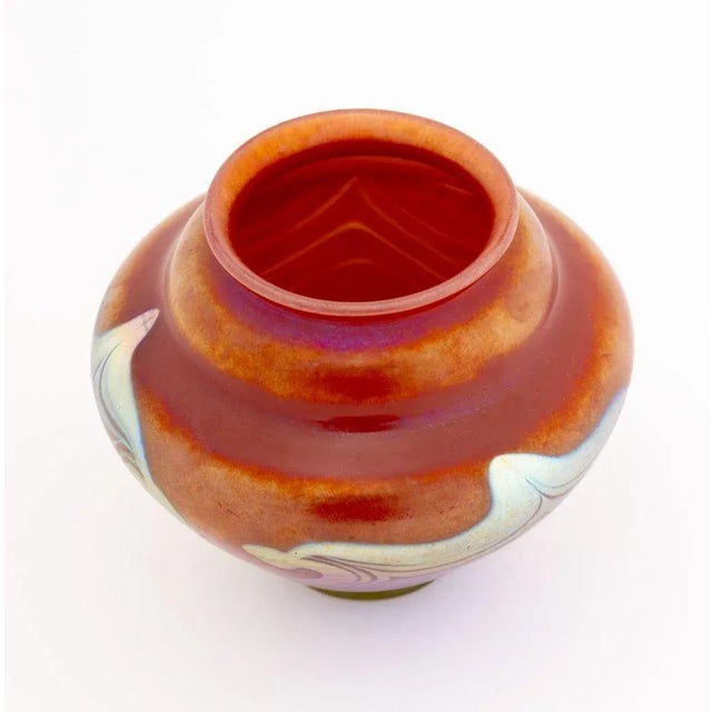 Glass Louis Comfort Tiffany Red Favrile Glass Vase For Sale - Image 7 of 11