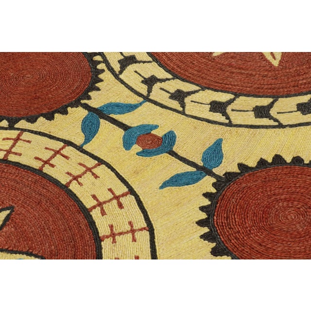Modern Classics Brick Red & Gold Abaca Suzani Rug by Rug & Kilim, India For Sale In New York - Image 6 of 10