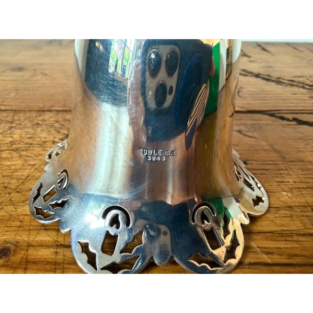 Metal Vintage Towle Silverplated Pierced Christmas Bell Ornament, 1983 For Sale - Image 7 of 8