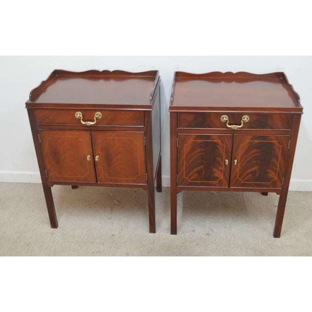 Traditional Baker Mahogany Nightstands a Pair For Sale - Image 3 of 17