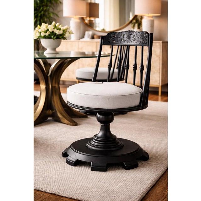 Contemporary 1970s Chromodern Sculptural Swivel Dining Chairs in Matte Black – Set of 6 (Ch084) For Sale - Image 3 of 7