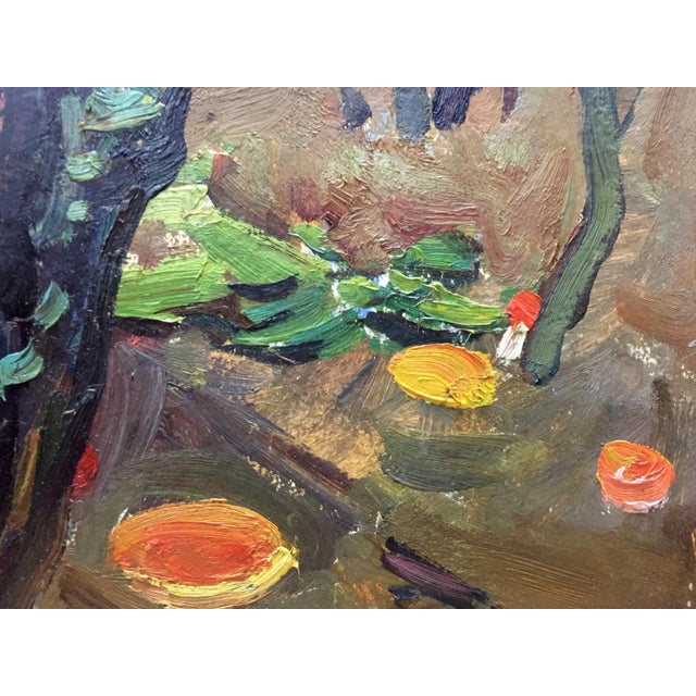 Impressionist 1970s Oil Painting Mushroom Glade Moses Faybovich Gantman For Sale - Image 3 of 10