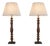 Vintage Turned Wood Table Lamps with Pleated Shades, France, 1970s, Set of 2 For Sale