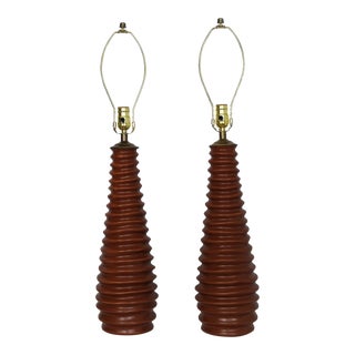 Mid 20th Century Pulshus Style Ceramic Lamps - a Pair For Sale