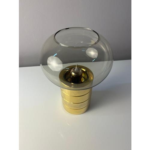 Brass and Smoked Glass Candlestick from Föhl For Sale - Image 3 of 11