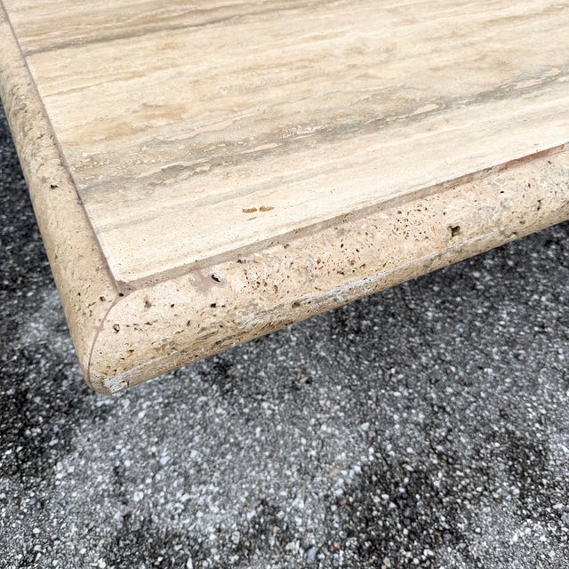 Italian Travertine Bullnose Edge Coffee Table For Sale - Image 4 of 10