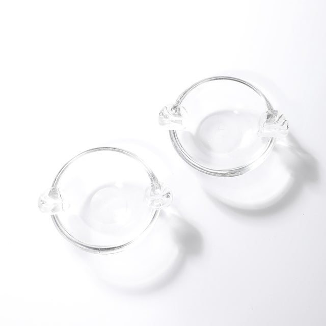 Steuben Glass Pair of Mid-Century Modernist Crystal Dishes Signed Steuben For Sale - Image 4 of 18