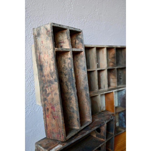 Large Industrial Wooden Compartmented Workshop Boxes, Set of 4 For Sale - Image 4 of 11