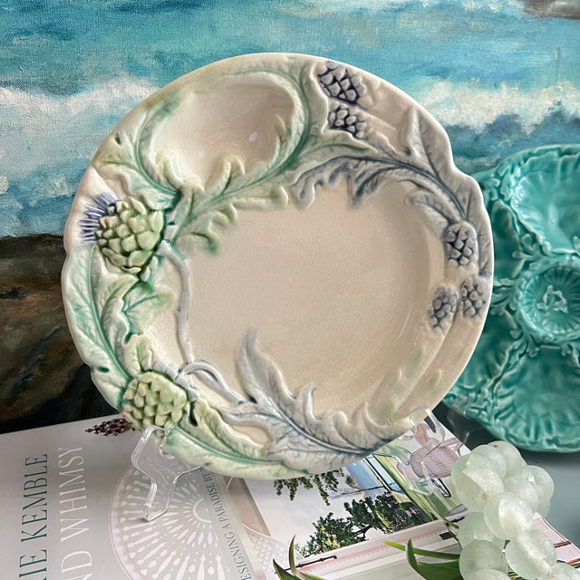 Asparagus Antique French Majolica Fives-Lille Asparagus Plates - Set of 12 For Sale - Image 8 of 12