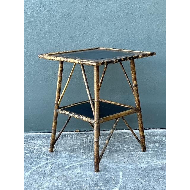 Wood Vintage Tortoise Bamboo Side Table For Sale - Image 7 of 12