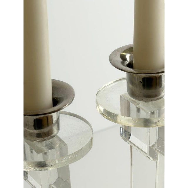 1930s Art Deco Acrylic Glass and Chrome Candelabras, England, 1930s, Set of 2 For Sale - Image 5 of 10
