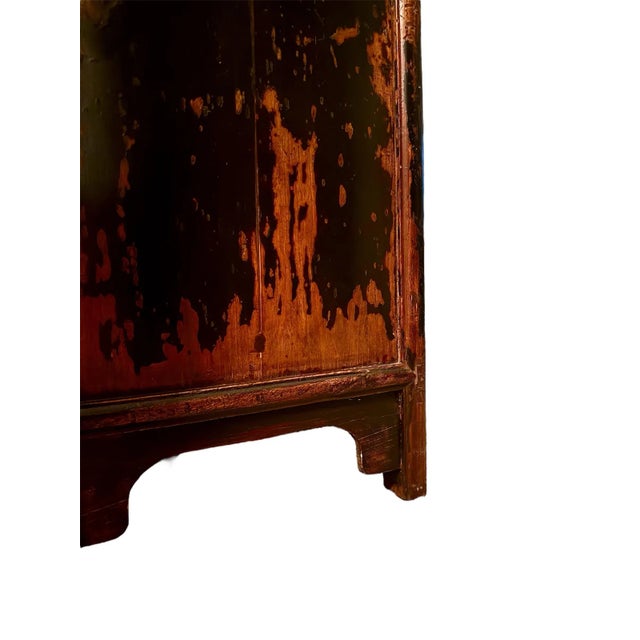Early 19th Century 19th Century Chinese Black Lacquered Scholars Cabinet Armoire For Sale - Image 5 of 9