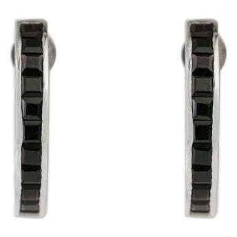 Modern Black Onyx Bar Earrings in 925 Sterling Silver for Her- 2 Pieces For Sale