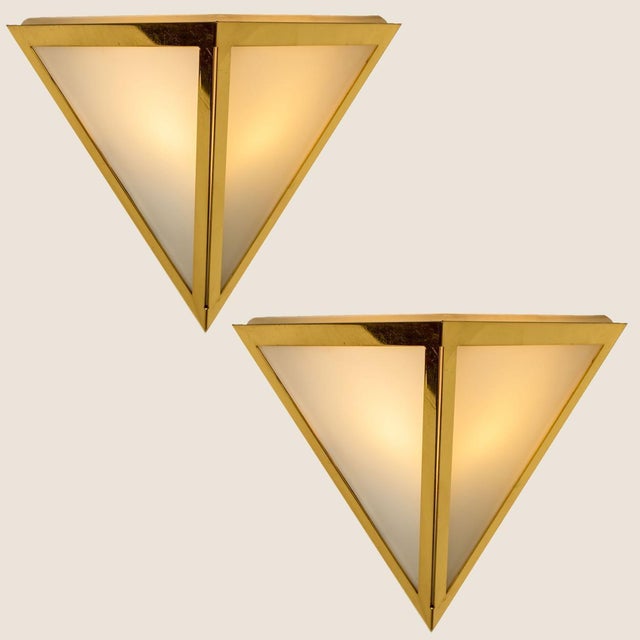 Metal Triangle Glass Wall Light from Limburg, 1970s For Sale - Image 7 of 16