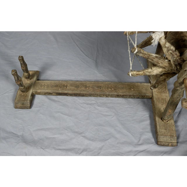 Wood Antique Traditional Basic Spinning Wheel, Nuristan Charkha, 1890s For Sale - Image 7 of 12