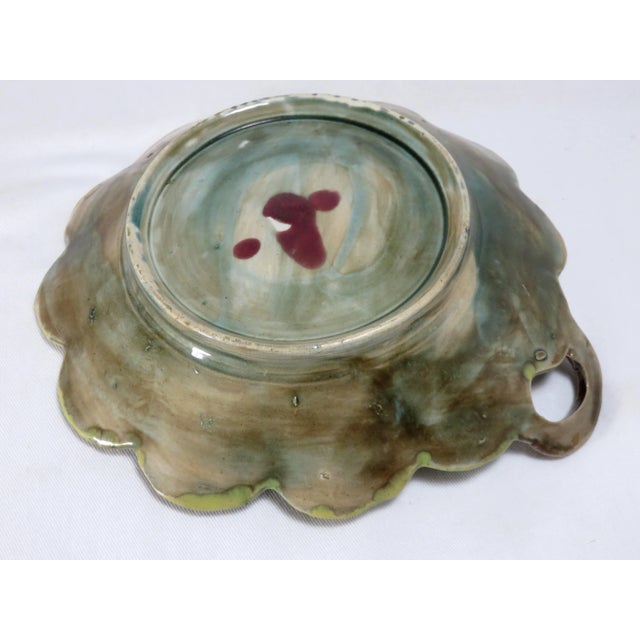 Antique American Victorian Majolica Leaf Motif Serving Dish For Sale - Image 10 of 13