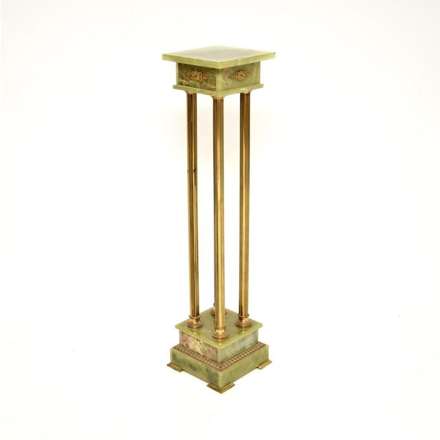Antique French Onyx and Brass Plant Stand Column, 1900s For Sale - Image 3 of 11