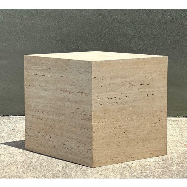 Vintage Italian Travertine Diamond Dining Table Pedestal For Sale - Image 10 of 16