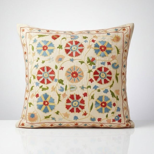 New Hand-Embroidered 100% Silk Cushion Cover – Authentic Uzbek Textile Art Elevate your home décor with this exquisite...