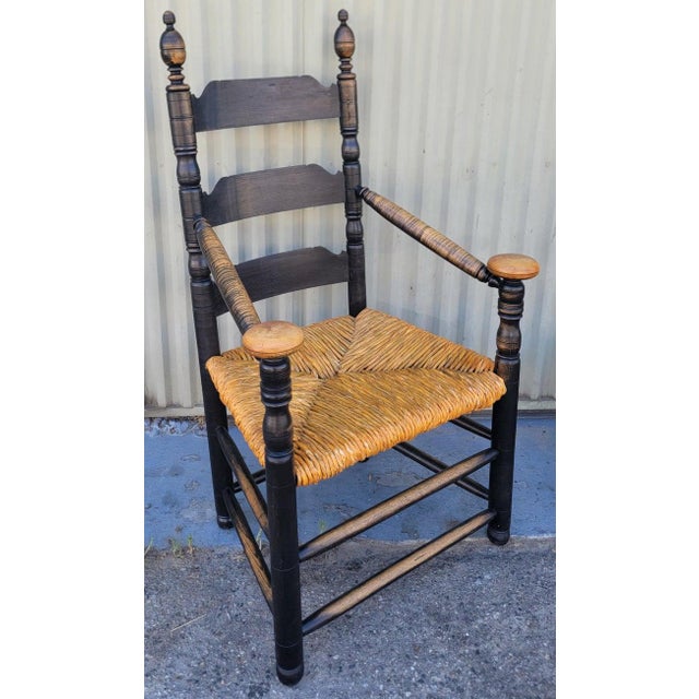 1960s Ladder Back Arm Chair & Foot Stool Set For Sale - Image 4 of 12