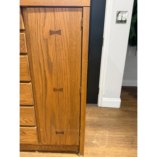 Rare Russell Wright for Conant Ball Mid Century Modern Oak Tallboy Chest / Gentleman’s Dresser For Sale - Image 9 of 12