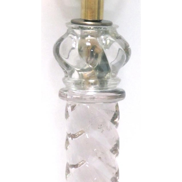 Vintage American Spiraling Clear Glass Lamps- a Pair For Sale - Image 4 of 7