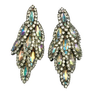 1950s Juliana D & E Aurora Borealis Cascade Statement Earrings For Sale