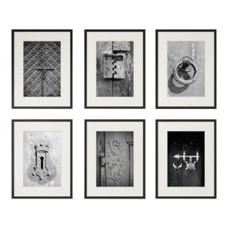 Set of 6 - 'Antique Locks' - Unframed Contemporary Black and White Gallery Wall of Photographs Installation For Sale