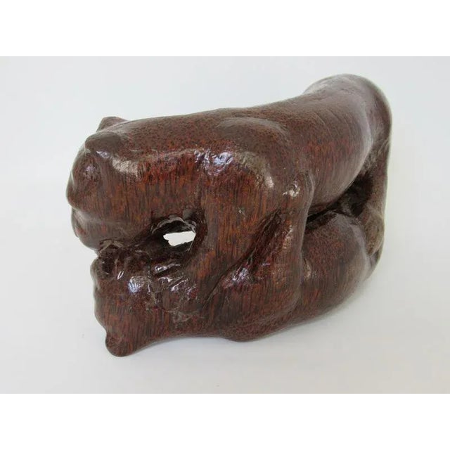 Early 20th Century Antique Asian Hand-Carved Hardwood Panthers Sculpture, C. 1900–1930 For Sale - Image 5 of 9