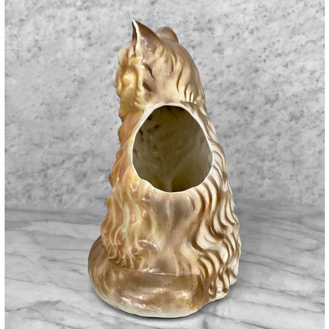 Mid-Century Figural Long-Hair Cat Porcelain Indoor Planter For Sale - Image 4 of 10