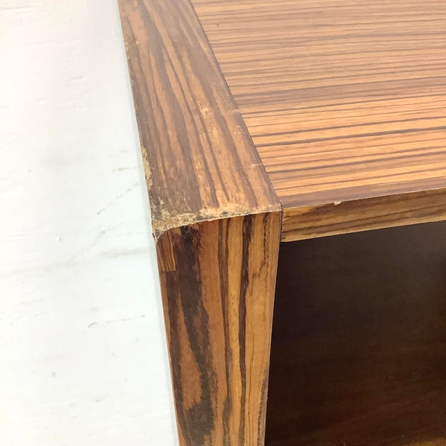 Modern Zebrawood Cubby Shelf With Chrome Sled Base, Fits Vinyl Records For Sale - Image 13 of 18