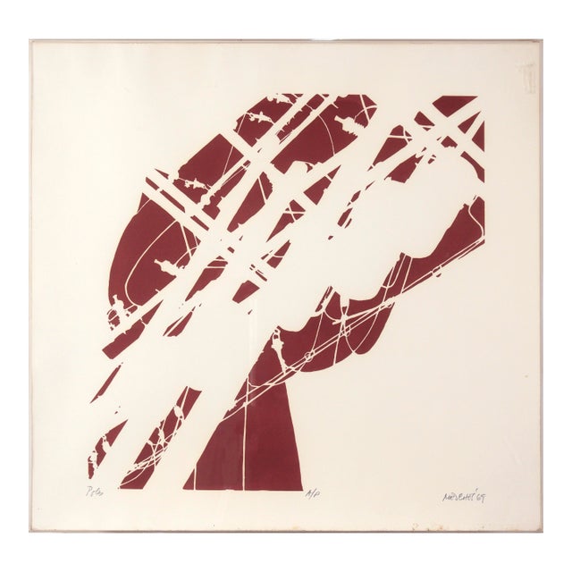 "Poles" Minimalist Abstract Lithograph on Paper by Arnold Mesches For Sale