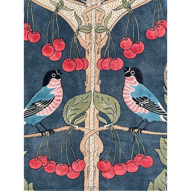 2020s G P & J Baker Birds & Cherries Cotton Indigo Fabric 2 5/8 Yards For Sale - Image 5 of 5