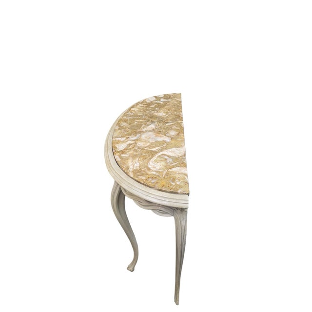 Vintage French Demilune Onyx Top Console Table With Braided Apron For Sale - Image 9 of 10