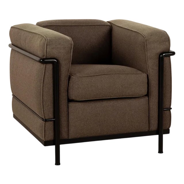 LC2 Fabric Armchair Brown by Le Corbusier for Cassina For Sale