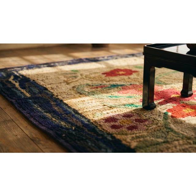 1890s Tan Camel Folk Art Rustic Antique American Hooked Rug 2'3" X 4'6" Hand Knotted Wool Carpet For Sale - Image 13 of 13
